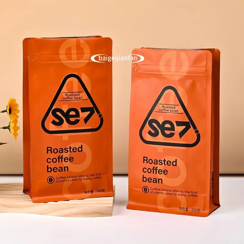 ইকো ফ্ল্যাট বটম ব্যাগ টিন টাই প্যাকিং কাস্টম কম্পোস্টেবল বায়োডেগ্রেডেবল শিম কফি কফি প্যাকেজিং ব্যাগ ভালভ এবং জিপার সহ